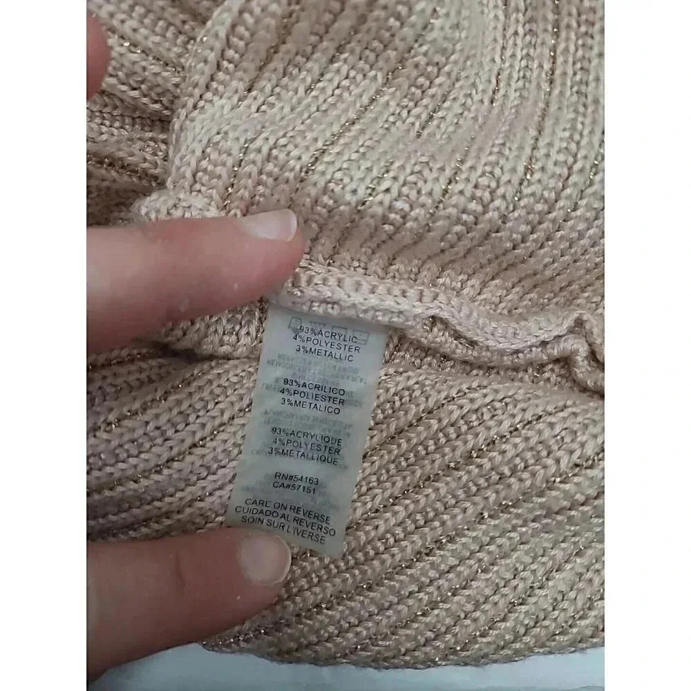 Calvin Klein Pink Metallic Thread Sweater Women's Size Large Bell Sleeve - Picture 6 of 8